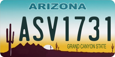 AZ license plate ASV1731