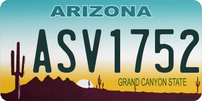 AZ license plate ASV1752