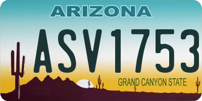 AZ license plate ASV1753