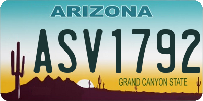 AZ license plate ASV1792