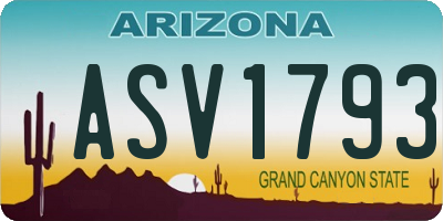 AZ license plate ASV1793