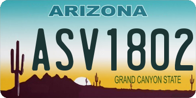 AZ license plate ASV1802