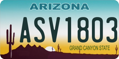 AZ license plate ASV1803