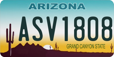 AZ license plate ASV1808