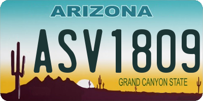 AZ license plate ASV1809