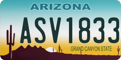 AZ license plate ASV1833