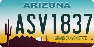 AZ license plate ASV1837
