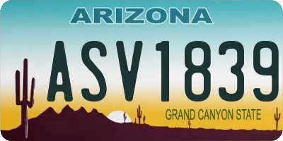 AZ license plate ASV1839