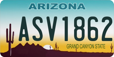 AZ license plate ASV1862