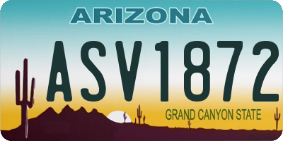 AZ license plate ASV1872