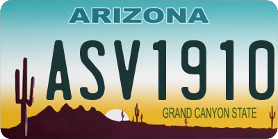 AZ license plate ASV1910