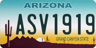 AZ license plate ASV1919