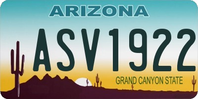 AZ license plate ASV1922