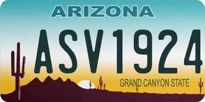 AZ license plate ASV1924