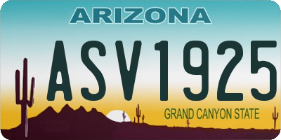 AZ license plate ASV1925