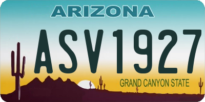 AZ license plate ASV1927