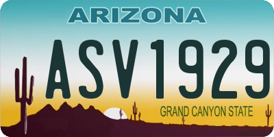 AZ license plate ASV1929