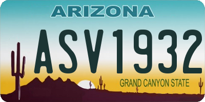 AZ license plate ASV1932