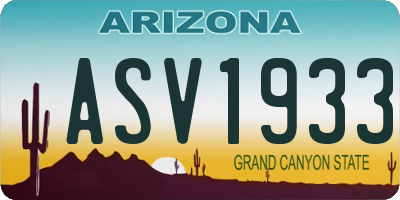 AZ license plate ASV1933