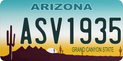 AZ license plate ASV1935
