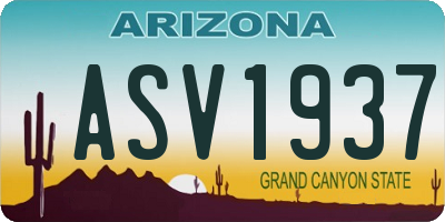 AZ license plate ASV1937