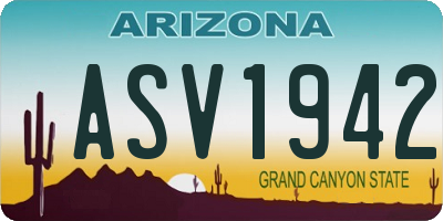 AZ license plate ASV1942