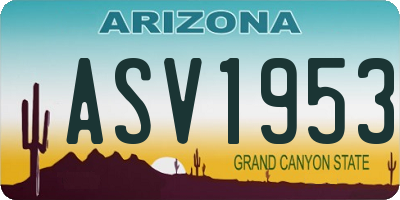 AZ license plate ASV1953