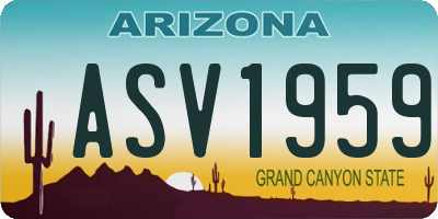 AZ license plate ASV1959