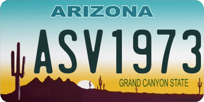 AZ license plate ASV1973