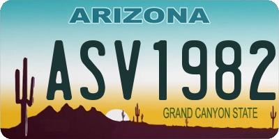 AZ license plate ASV1982