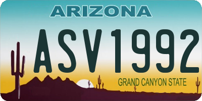 AZ license plate ASV1992