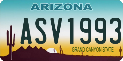 AZ license plate ASV1993