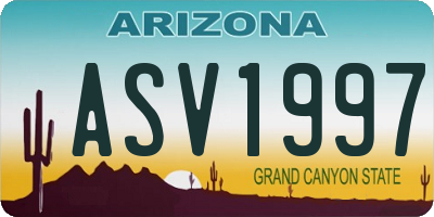 AZ license plate ASV1997