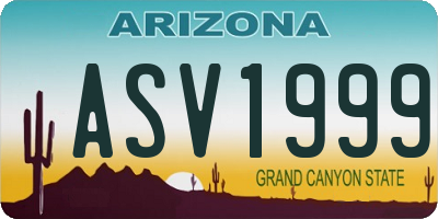 AZ license plate ASV1999