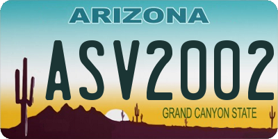 AZ license plate ASV2002