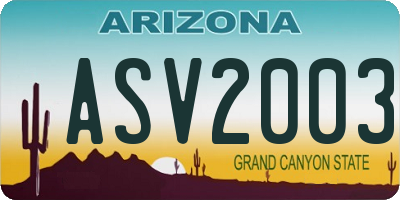 AZ license plate ASV2003