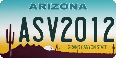 AZ license plate ASV2012