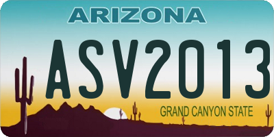 AZ license plate ASV2013