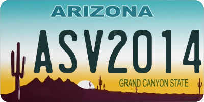 AZ license plate ASV2014