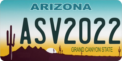 AZ license plate ASV2022