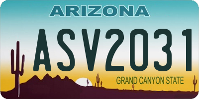 AZ license plate ASV2031