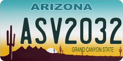 AZ license plate ASV2032