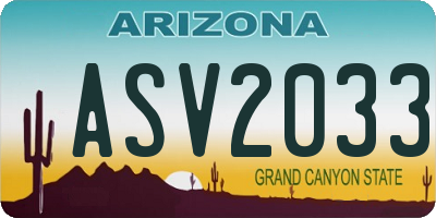 AZ license plate ASV2033