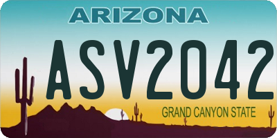 AZ license plate ASV2042