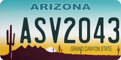 AZ license plate ASV2043