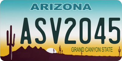 AZ license plate ASV2045