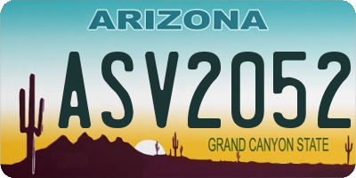 AZ license plate ASV2052