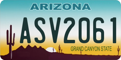 AZ license plate ASV2061