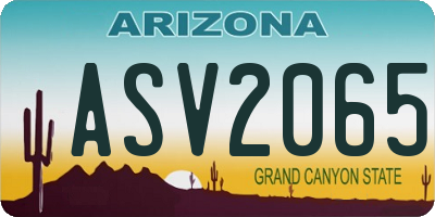 AZ license plate ASV2065