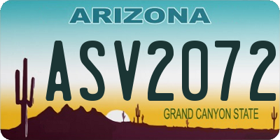 AZ license plate ASV2072